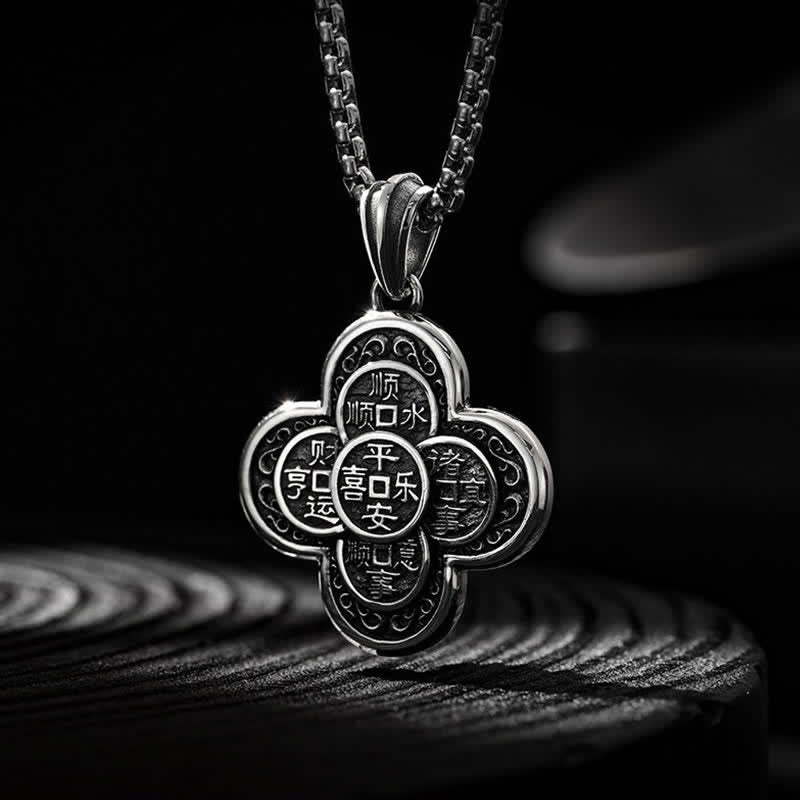Buddha Stones Collana portafortuna vintage in rame con cinque monete imperiali e design a trifoglio. - Cinque monete imperiali con disegno a trifoglio - image 0