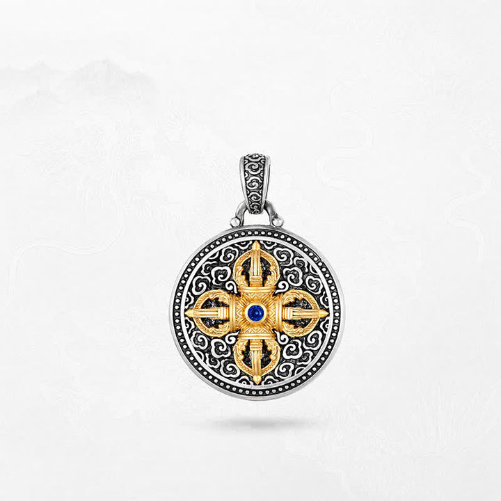 Buddha Stones Collana con ciondolo rotondo in rame tibetano con simbolo Vajra incrociato Om Mani Padme Hum, simbolo di saggezza e radicamento. - image 10