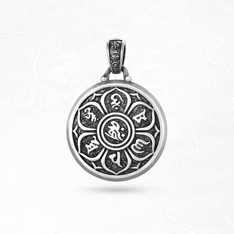 Buddha Stones Collana con ciondolo rotondo in rame tibetano con simbolo Vajra incrociato Om Mani Padme Hum, simbolo di saggezza e radicamento. - image 11