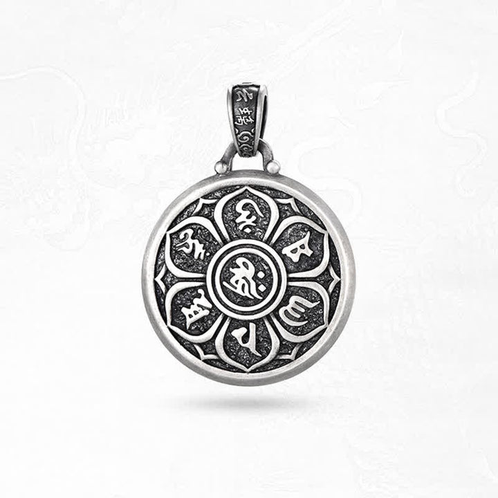 Buddha Stones Collana con ciondolo rotondo in rame tibetano con simbolo Vajra incrociato Om Mani Padme Hum, simbolo di saggezza e radicamento. - image 11