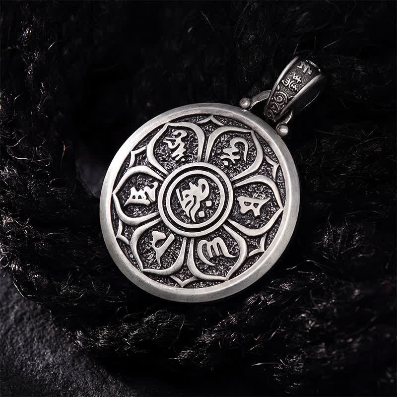 Buddha Stones Collana con ciondolo rotondo in rame tibetano con simbolo Vajra incrociato Om Mani Padme Hum, simbolo di saggezza e radicamento. - image 3