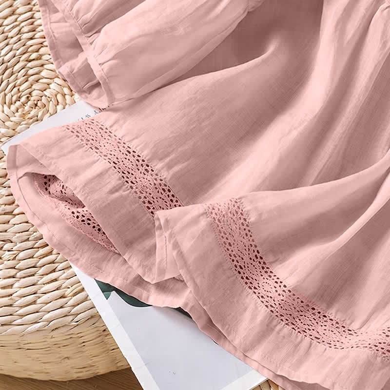 Buddha Stones T-shirt da donna a maniche corte, elegante e casual, con scollo rotondo e bordo in pizzo, ideale per l'estate. - image 8
