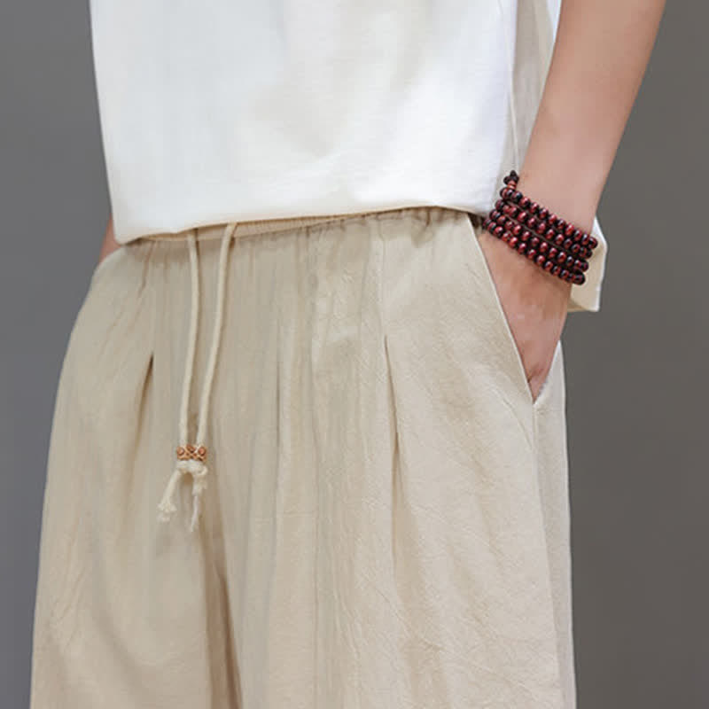 Buddha Stones Pantaloni da uomo a gamba dritta, minimalisti, con coulisse, tinta unita, per primavera/estate, casual ed eleganti, con tasca. - image 24