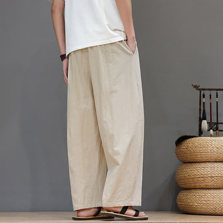 Buddha Stones Pantaloni da uomo a gamba dritta, minimalisti, con coulisse, tinta unita, per primavera/estate, casual ed eleganti, con tasca. - image 21