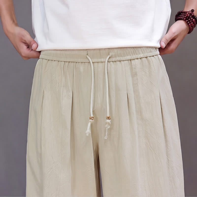 Buddha Stones Pantaloni da uomo a gamba dritta, minimalisti, con coulisse, tinta unita, per primavera/estate, casual ed eleganti, con tasca. - image 23