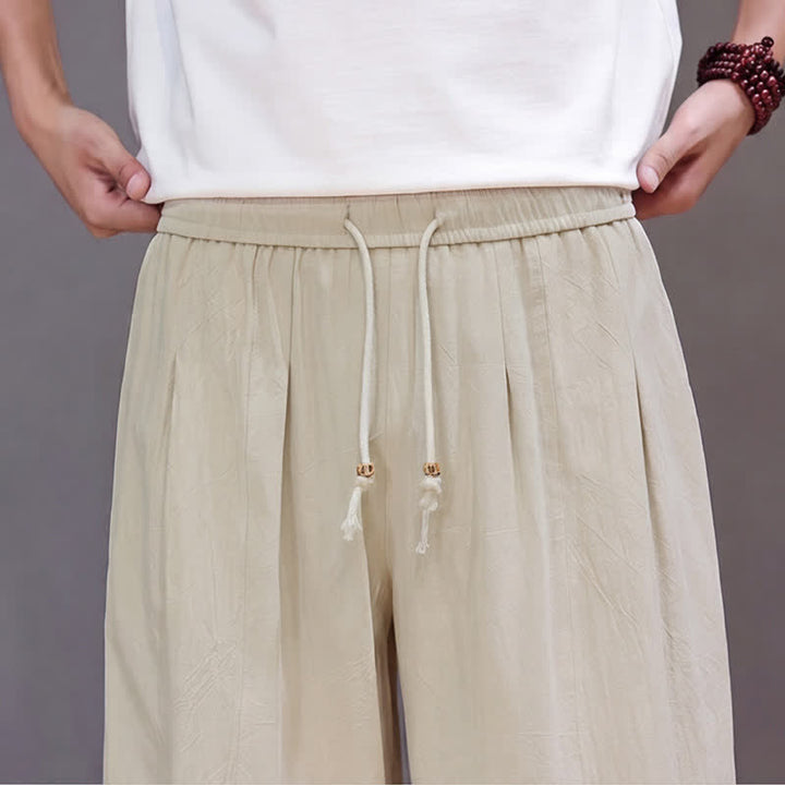 Buddha Stones Pantaloni da uomo a gamba dritta, minimalisti, con coulisse, tinta unita, per primavera/estate, casual ed eleganti, con tasca. - image 23