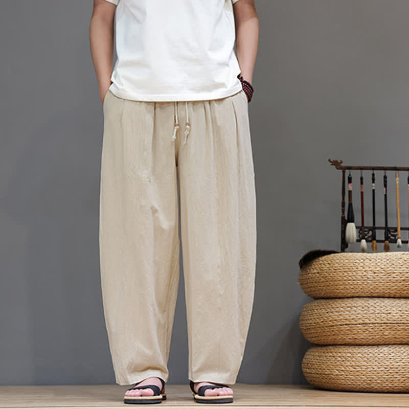 Buddha Stones Pantaloni da uomo a gamba dritta, minimalisti, con coulisse, tinta unita, per primavera/estate, casual ed eleganti, con tasca. - image 19