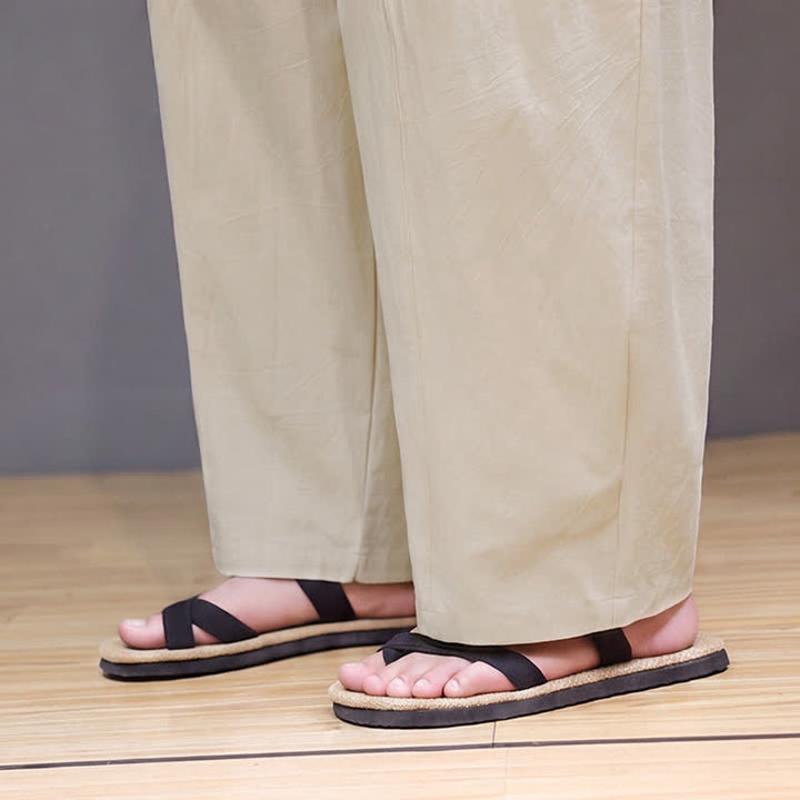 Buddha Stones Pantaloni da uomo a gamba dritta, minimalisti, con coulisse, tinta unita, per primavera/estate, casual ed eleganti, con tasca. - image 25