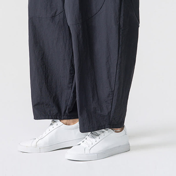 Buddha Stones Pantaloni corti da uomo casual, minimalisti, con coulisse, tinta unita, per primavera/estate, modello harem con tasche. - image 16