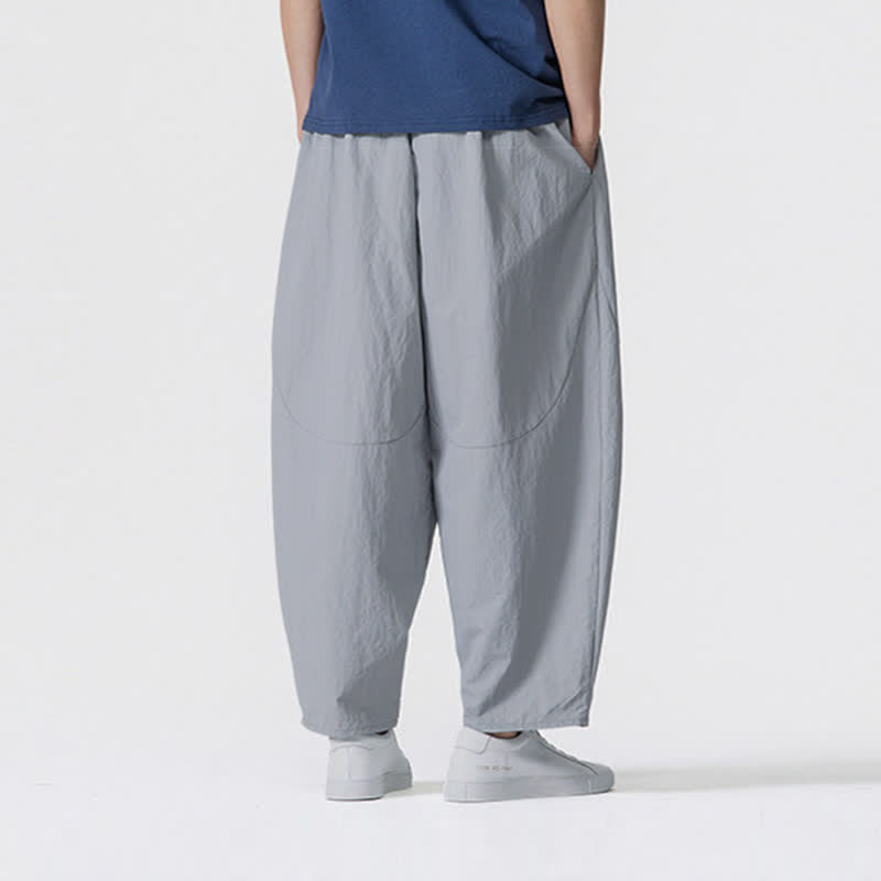 Buddha Stones Pantaloni corti da uomo casual, minimalisti, con coulisse, tinta unita, per primavera/estate, modello harem con tasche. - image 19