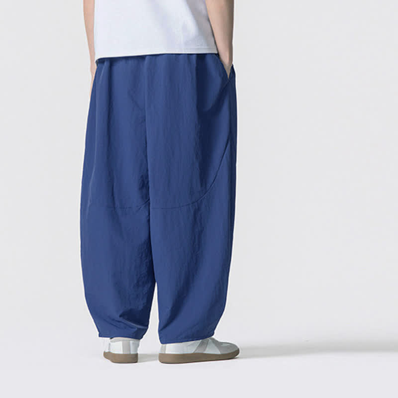 Buddha Stones Pantaloni corti da uomo casual, minimalisti, con coulisse, tinta unita, per primavera/estate, modello harem con tasche. - image 27