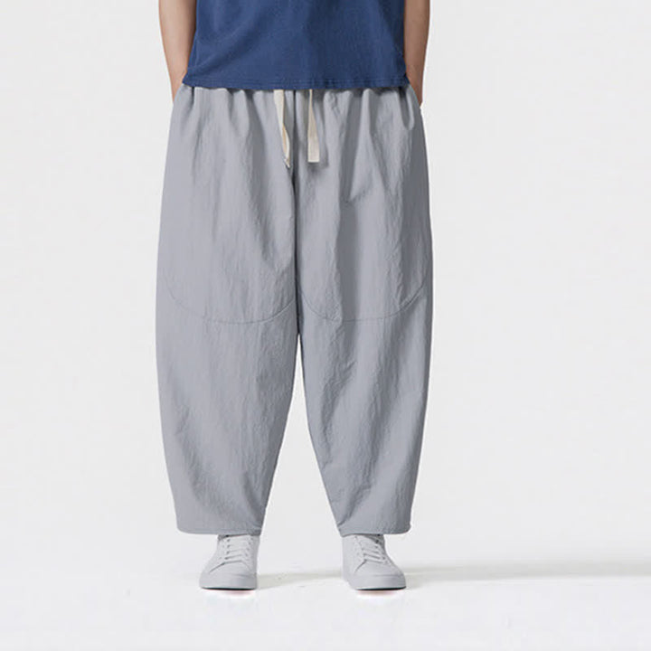 Buddha Stones Pantaloni corti da uomo casual, minimalisti, con coulisse, tinta unita, per primavera/estate, modello harem con tasche. - image 18