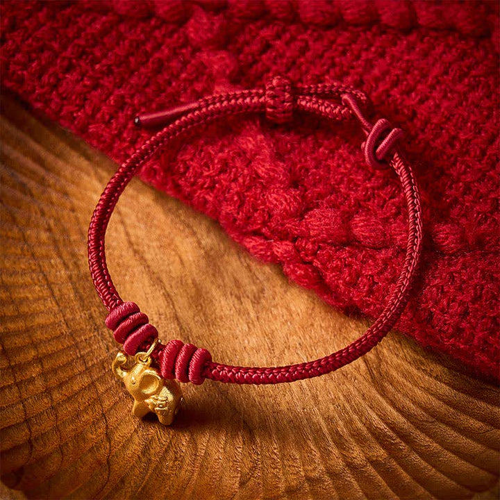 Buddha Stones Braccialetto con corda intrecciata rossa a forma di elefante Fu, simbolo di forza. - Rosso scuro (circonferenza del polso 5,9–6,7 pollici / 15–17 cm) - image 10
