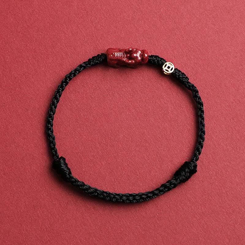 Buddha Stones Bracciale regolabile con cordino rosso e moneta cinese Pi Xiu in argento sterling 925, simbolo di ricchezza. - Nero - 5,5–6,7 pollici/14–17 cm - image 2