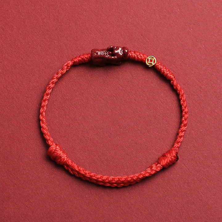 Buddha Stones Bracciale regolabile con cordino rosso e moneta cinese Pi Xiu in argento sterling 925, simbolo di ricchezza. - Rosso - 5,5–6,7 pollici/14–17 cm - image 0