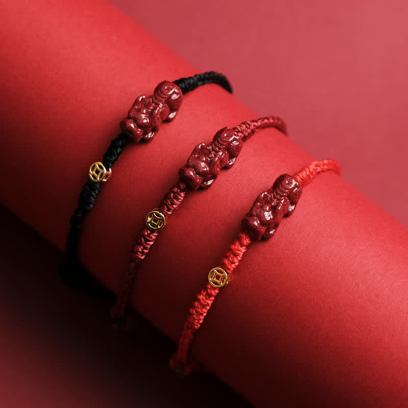 Buddha Stones Bracciale regolabile con cordino rosso e moneta cinese Pi Xiu in argento sterling 925, simbolo di ricchezza. - image 3