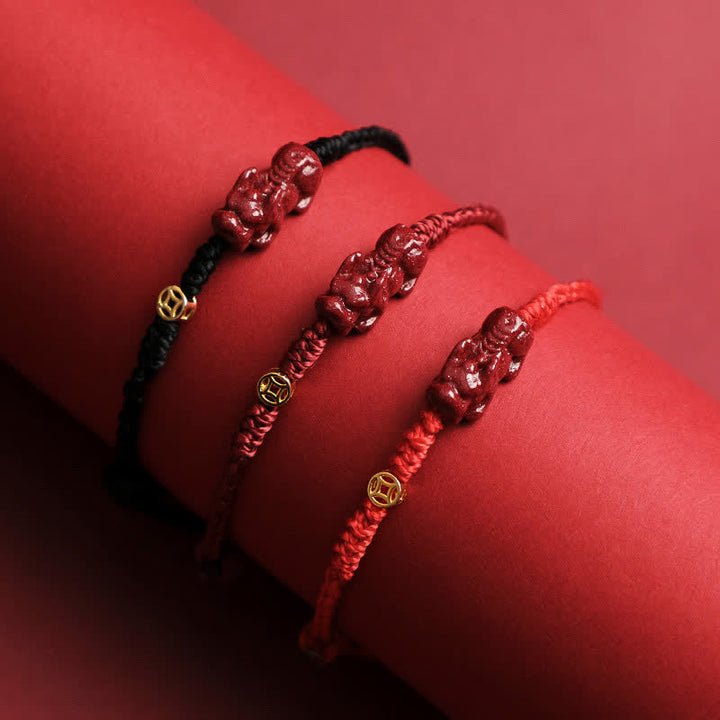 Buddha Stones Bracciale regolabile con cordino rosso e moneta cinese Pi Xiu in argento sterling 925, simbolo di ricchezza. - image 3