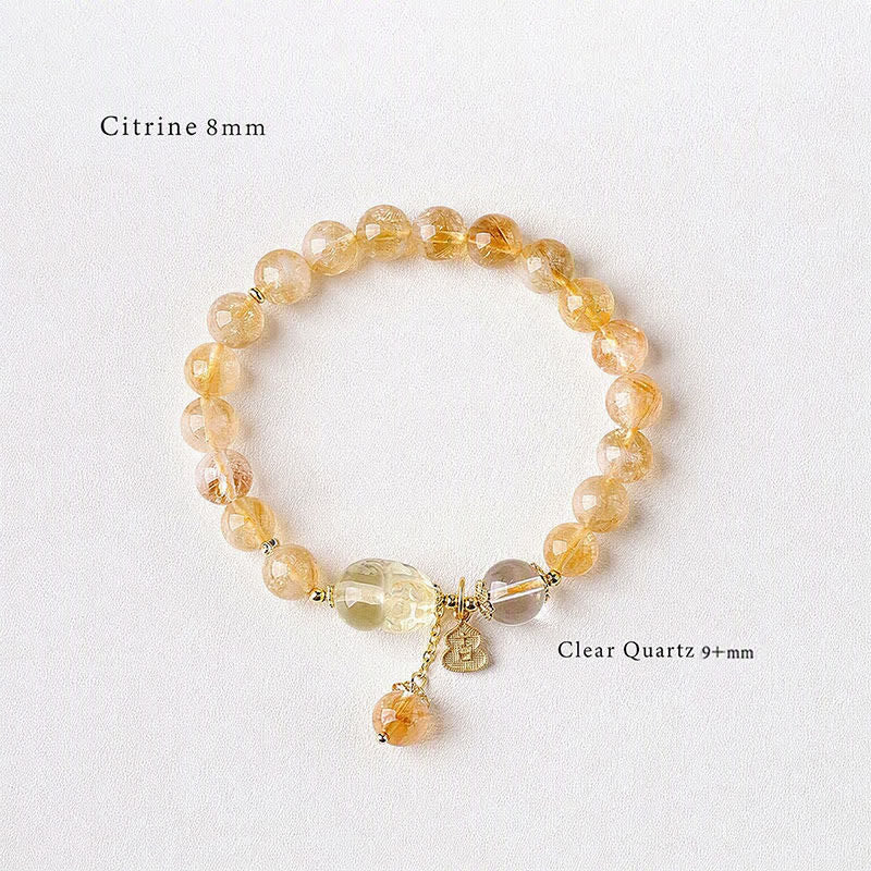 Buddha Stones Bracciale con ciondolo a forma di zucca Pi Xiu in citrino, simbolo di fortuna e abbondanza, ispirato allo stile cinese. - image 2