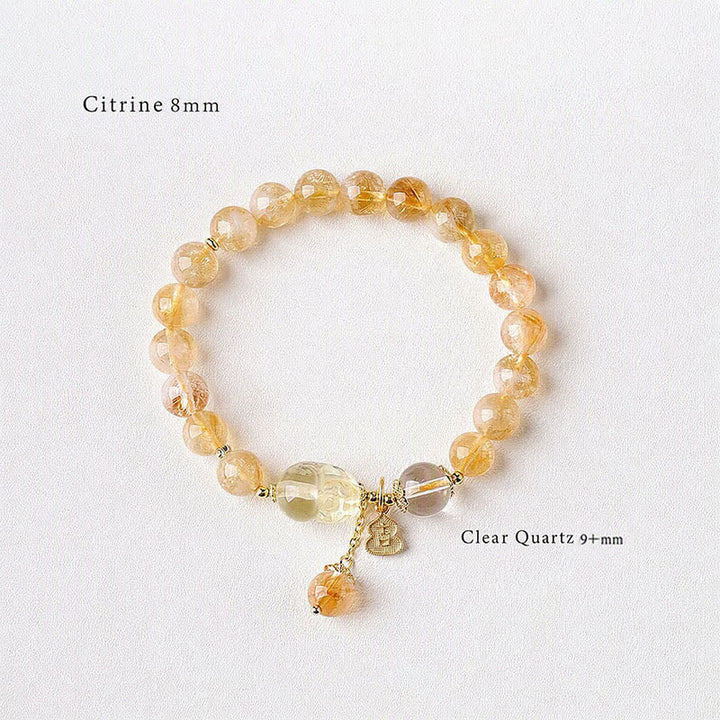 Buddha Stones Bracciale con ciondolo a forma di zucca Pi Xiu in citrino, simbolo di fortuna e abbondanza, ispirato allo stile cinese. - image 2