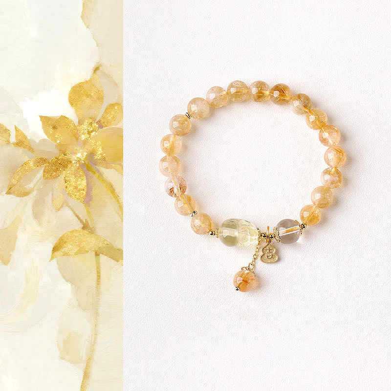 Buddha Stones Bracciale con ciondolo a forma di zucca Pi Xiu in citrino, simbolo di fortuna e abbondanza, ispirato allo stile cinese. - Citrino Pi Xiu (Circonferenza del polso: 5,9–6,3 pollici/15–16 cm) - image 0