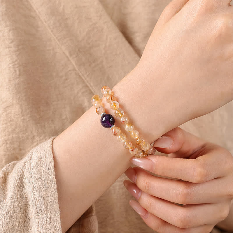 Buddha Stones Bracciale doppio avvolgente in citrino Pi Xiu, simbolo di abbondanza e ricchezza. - image 14