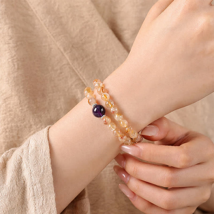 Buddha Stones Bracciale doppio avvolgente in citrino Pi Xiu, simbolo di abbondanza e ricchezza. - image 14