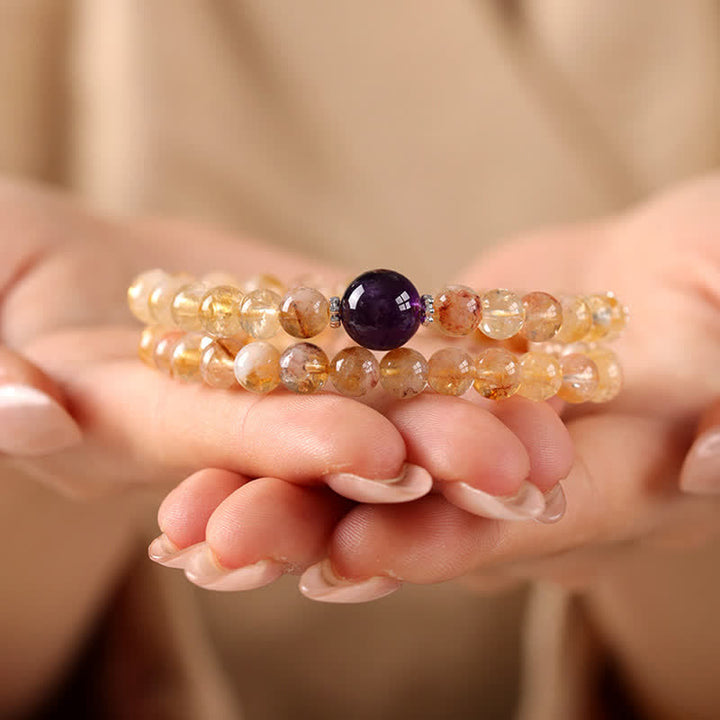 Buddha Stones Bracciale doppio avvolgente in citrino Pi Xiu, simbolo di abbondanza e ricchezza. - image 13