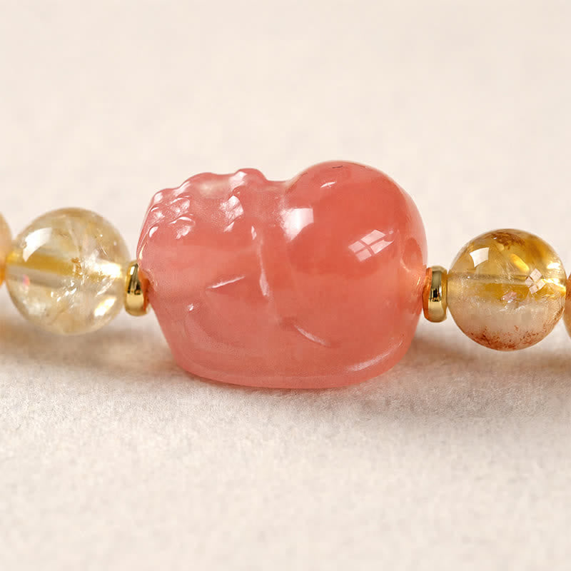 Buddha Stones Bracciale doppio avvolgente in citrino Pi Xiu, simbolo di abbondanza e ricchezza. - image 4