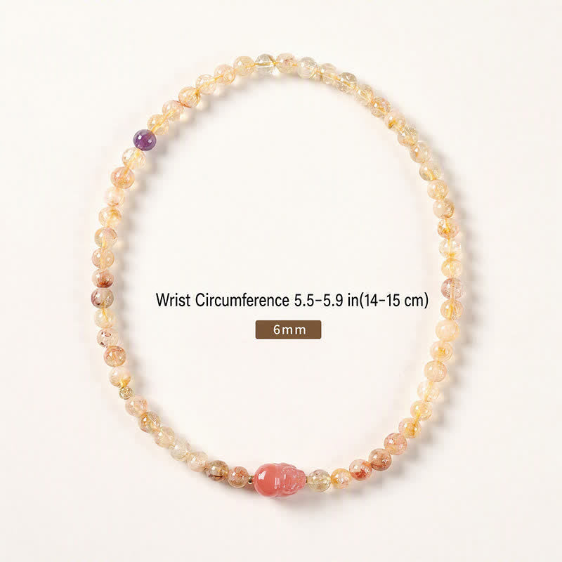 Buddha Stones Bracciale doppio avvolgente in citrino Pi Xiu, simbolo di abbondanza e ricchezza. - image 3