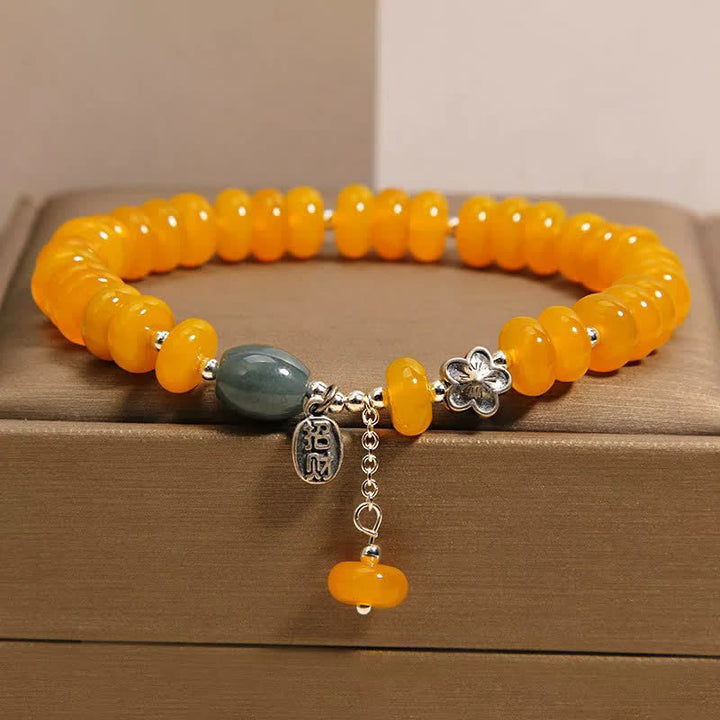 Buddha Stones Braccialetto portafortuna in agata gialla e agata verde - Perla abaco in agata gialla (circonferenza del polso: 16-17 cm) - image 0