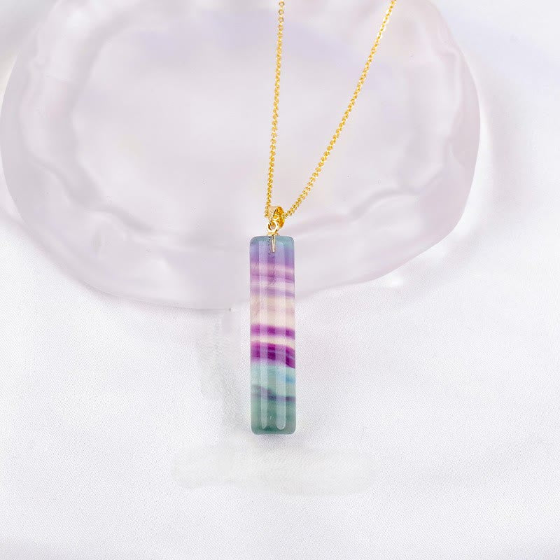Buddha Stones Collana con ciondolo cilindrico protettivo in fluorite naturale colorata. - Fluorite naturale (colore, forma e dimensioni possono variare) - image 1