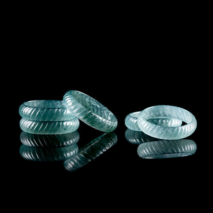 Buddha Stones Anello del potere in scaglie di drago di giada traslucida - image 6