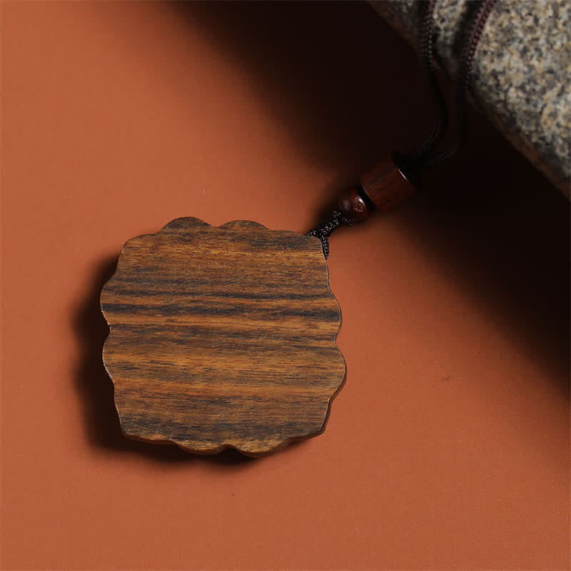 Buddha Stones Collana Tang Dynasty Flower Harmony in legno di sappanwood intagliato. - image 3