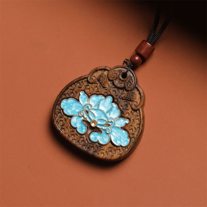 Buddha Stones Collana a corda intrecciata con intarsi in smalto Sappanwood Lotus Purity. - image 2