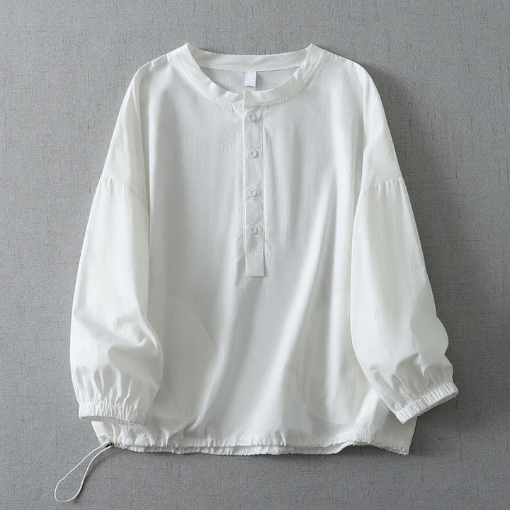 Buddha Stones Camicia da donna a maniche lunghe, tinta unita, con bottoni e taschino, ideale per l'autunno. - Bianco - US14, UK/AU18, EU46 (2XL) - image 10