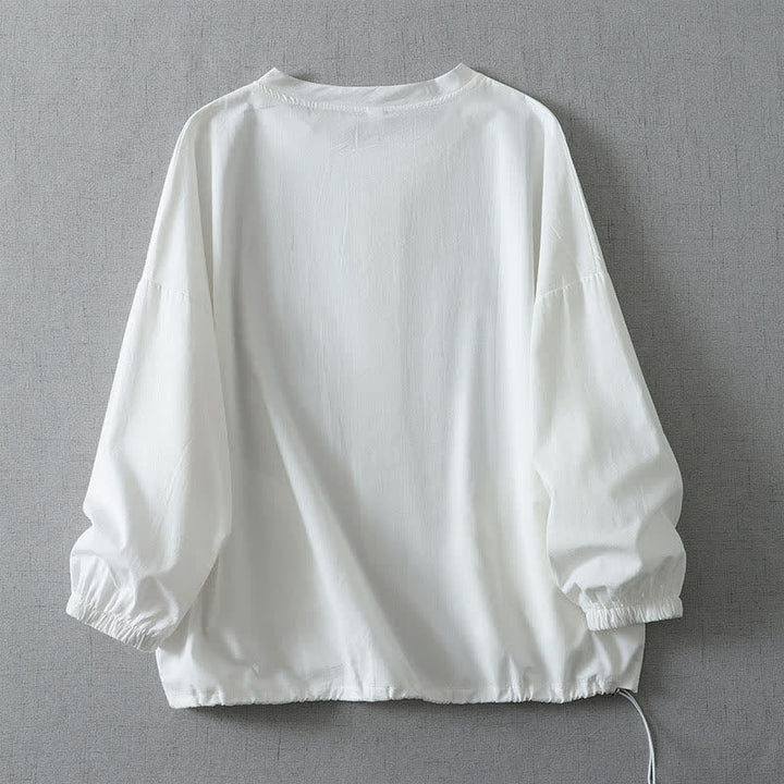 Buddha Stones Camicia da donna a maniche lunghe, tinta unita, con bottoni e taschino, ideale per l'autunno. - image 11