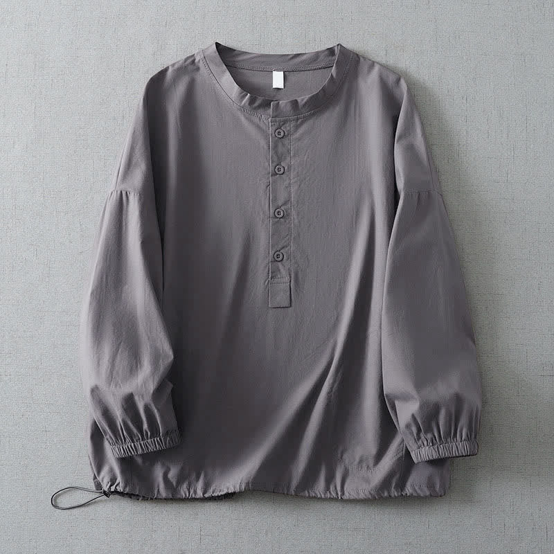 Buddha Stones Camicia da donna a maniche lunghe, tinta unita, con bottoni e taschino, ideale per l'autunno. - Grigio - US14, UK/AU18, EU46 (2XL) - image 0