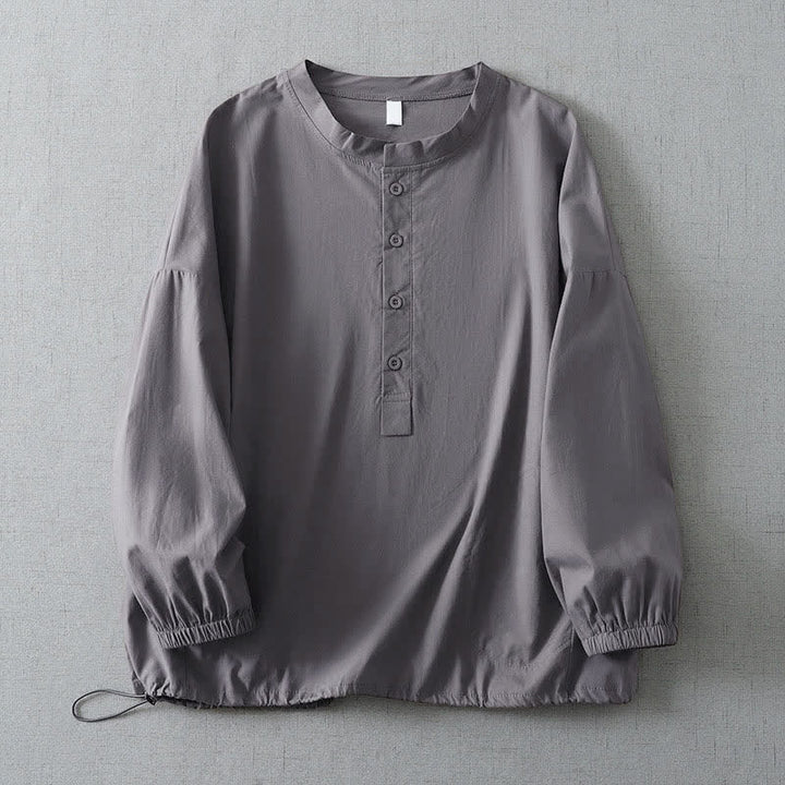 Buddha Stones Camicia da donna a maniche lunghe, tinta unita, con bottoni e taschino, ideale per l'autunno. - Grigio - US14, UK/AU18, EU46 (2XL) - image 0