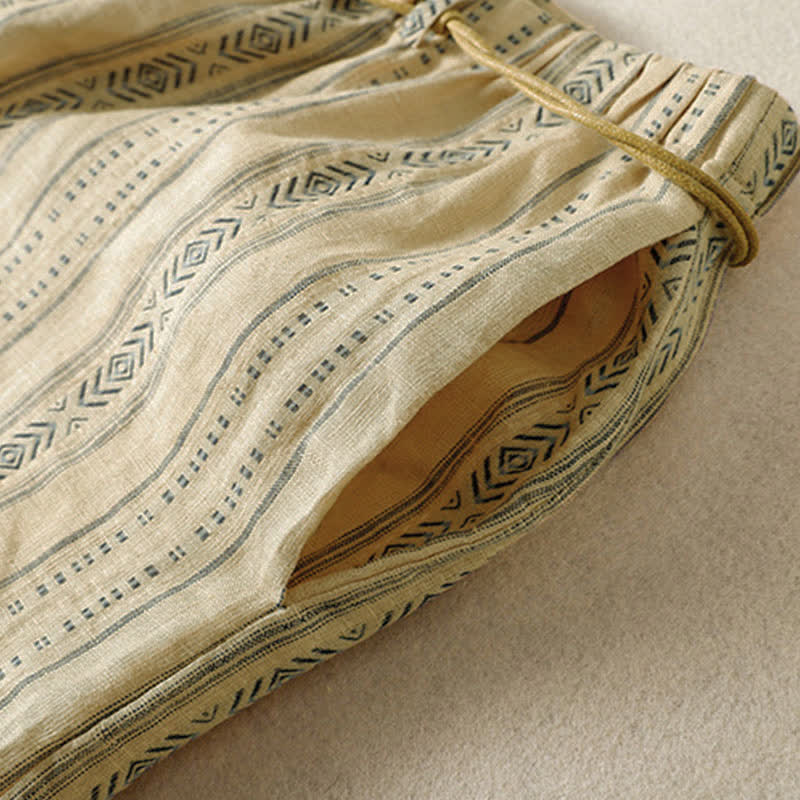 Buddha Stones Pantaloni casual da donna a righe con coulisse, stile boho, per primavera/estate, con gamba dritta e tasca. - image 13