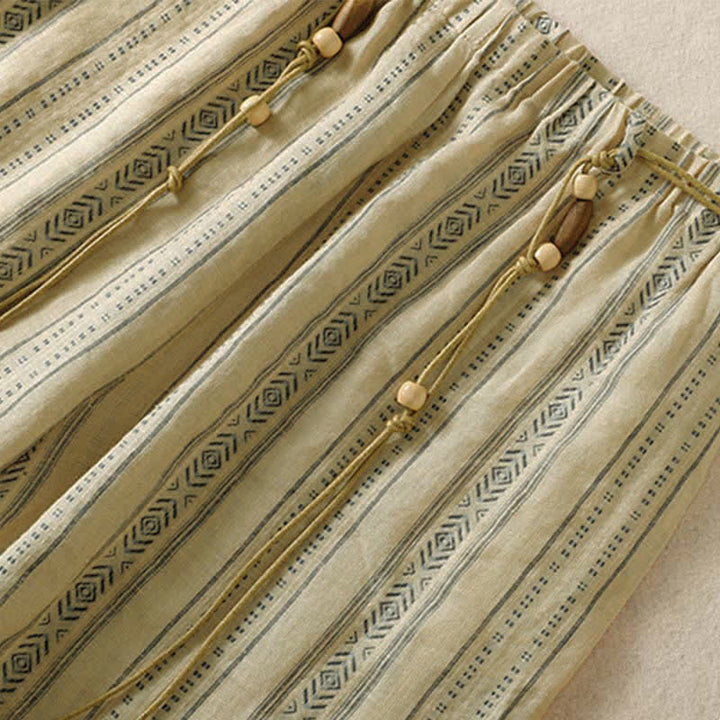 Buddha Stones Pantaloni casual da donna a righe con coulisse, stile boho, per primavera/estate, con gamba dritta e tasca. - image 12