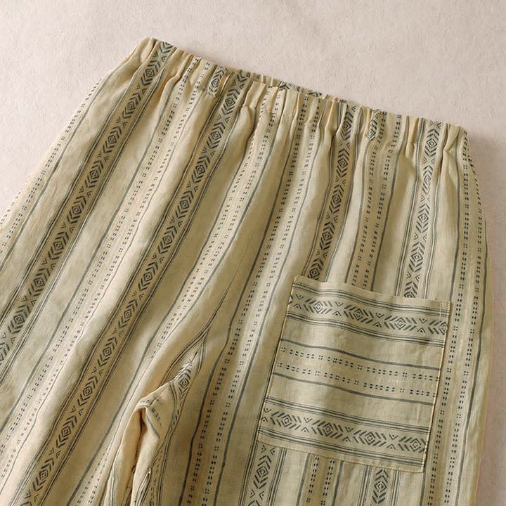 Buddha Stones Pantaloni casual da donna a righe con coulisse, stile boho, per primavera/estate, con gamba dritta e tasca. - image 11