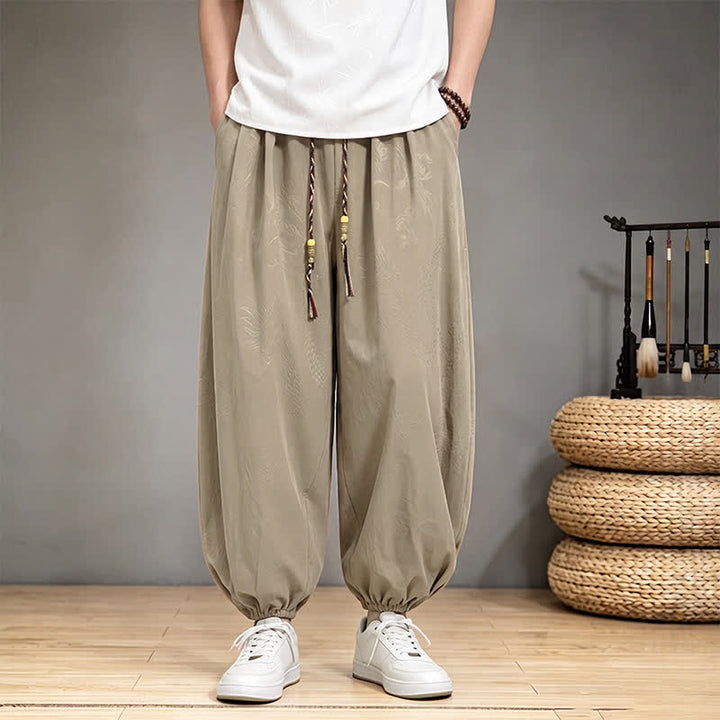 Buddha Stones Pantaloni harem da uomo stile Tang, casual, primavera/estate, con coulisse e tasca, modello corto. - image 7