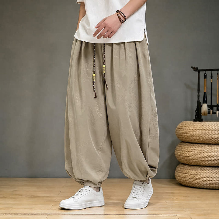 Buddha Stones Pantaloni harem da uomo stile Tang, casual, primavera/estate, con coulisse e tasca, modello corto. - image 6