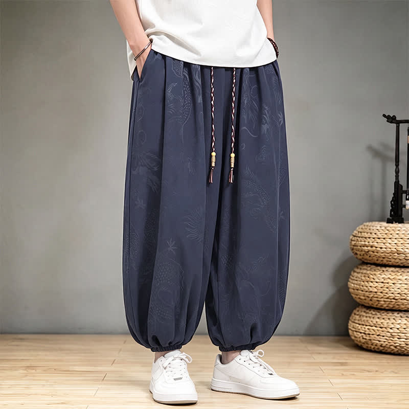 Buddha Stones Pantaloni harem da uomo stile Tang, casual, primavera/estate, con coulisse e tasca, modello corto. - image 16