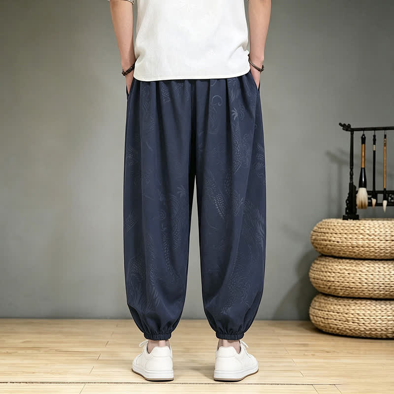 Buddha Stones Pantaloni harem da uomo stile Tang, casual, primavera/estate, con coulisse e tasca, modello corto. - image 18