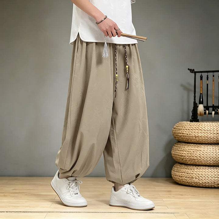 Buddha Stones Pantaloni harem da uomo stile Tang, casual, primavera/estate, con coulisse e tasca, modello corto. - image 9