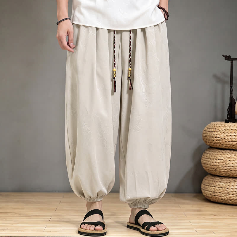 Buddha Stones Pantaloni harem da uomo stile Tang, casual, primavera/estate, con coulisse e tasca, modello corto. - image 24