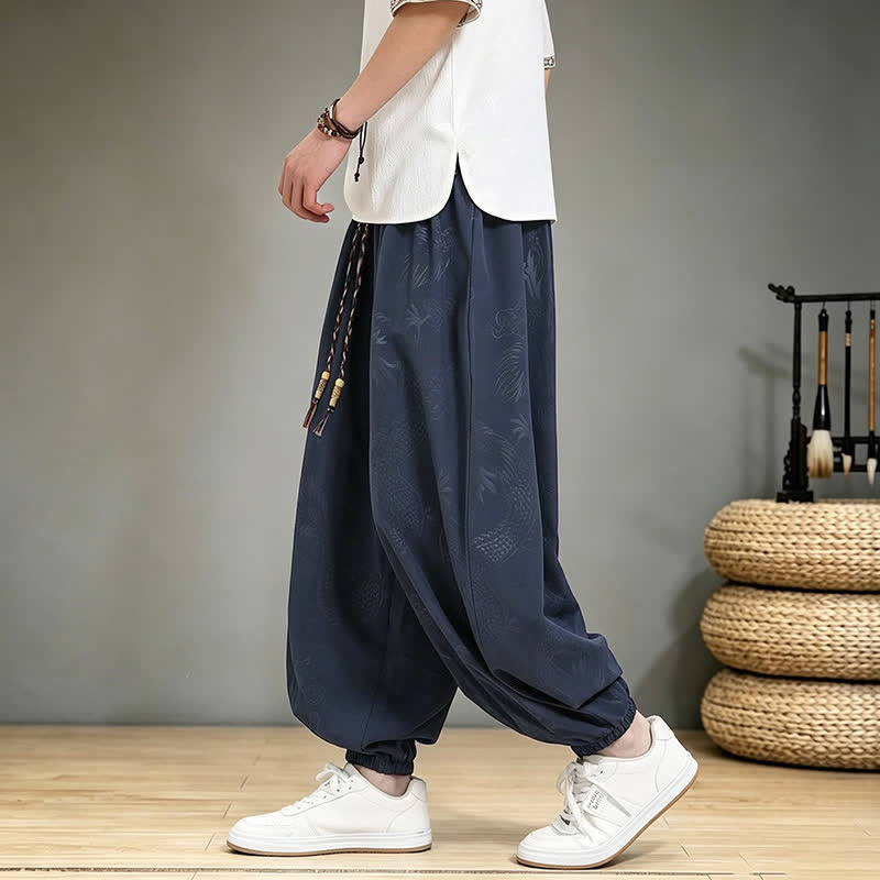 Buddha Stones Pantaloni harem da uomo stile Tang, casual, primavera/estate, con coulisse e tasca, modello corto. - image 19