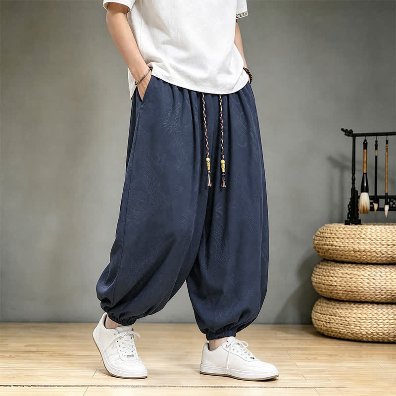Buddha Stones Pantaloni harem da uomo stile Tang, casual, primavera/estate, con coulisse e tasca, modello corto. - image 17