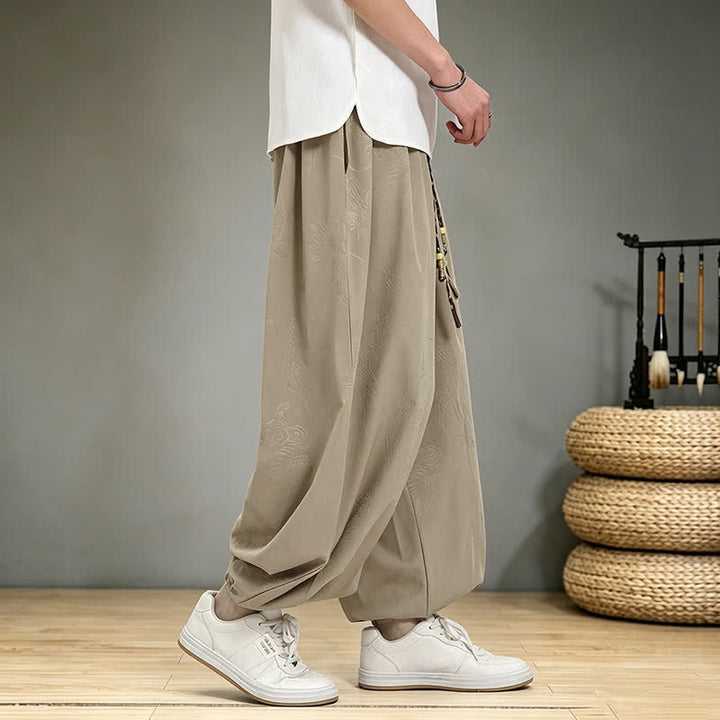 Buddha Stones Pantaloni harem da uomo stile Tang, casual, primavera/estate, con coulisse e tasca, modello corto. - image 8
